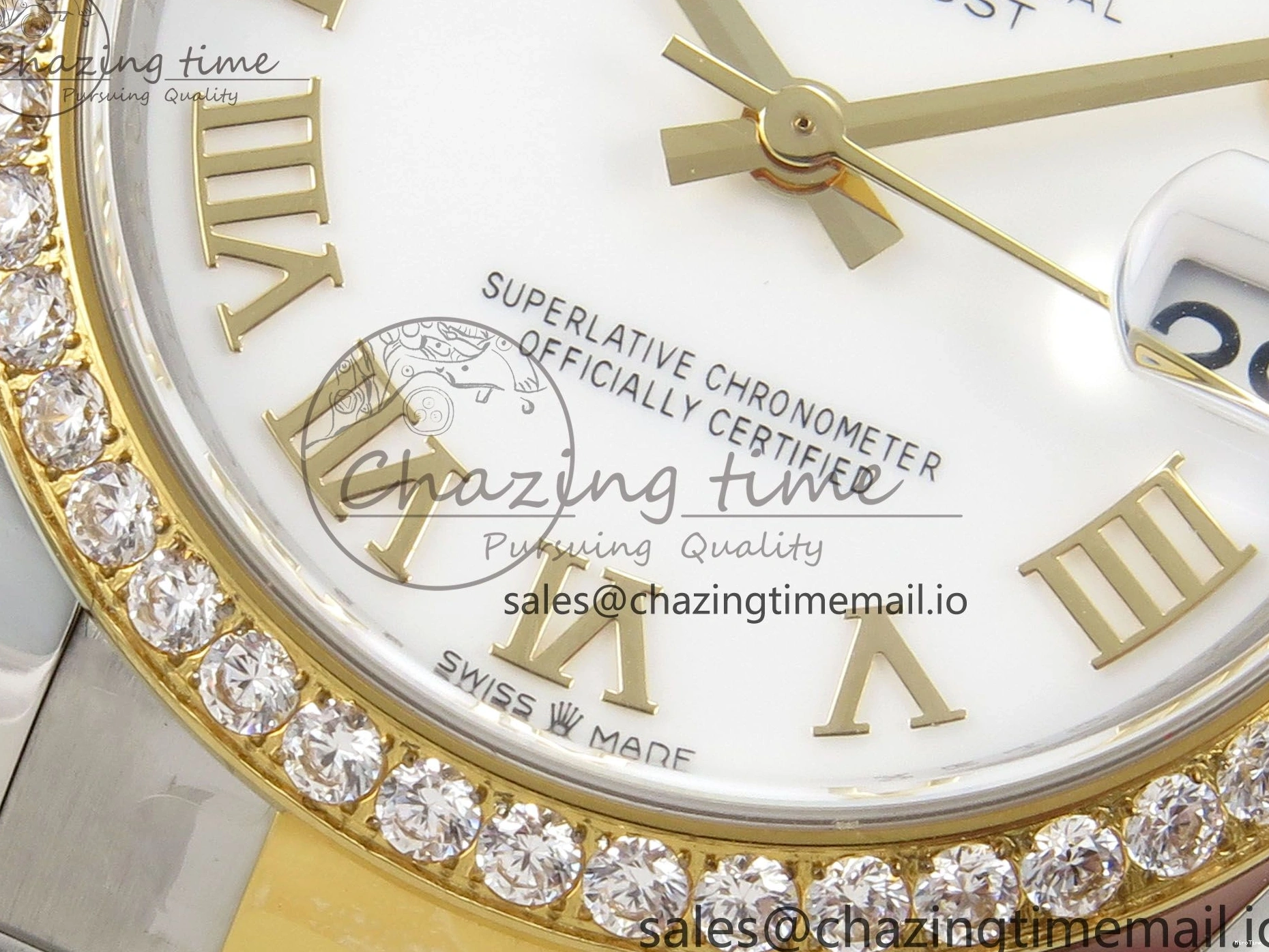 MiroTime 0511 DateJust 31 278383RBR THBF 1:1 Best Edition 904L Steel White Roman Dial Diamonds Bezel on SS YG Oyster Bracelet HZ Cal. Minimalist 44